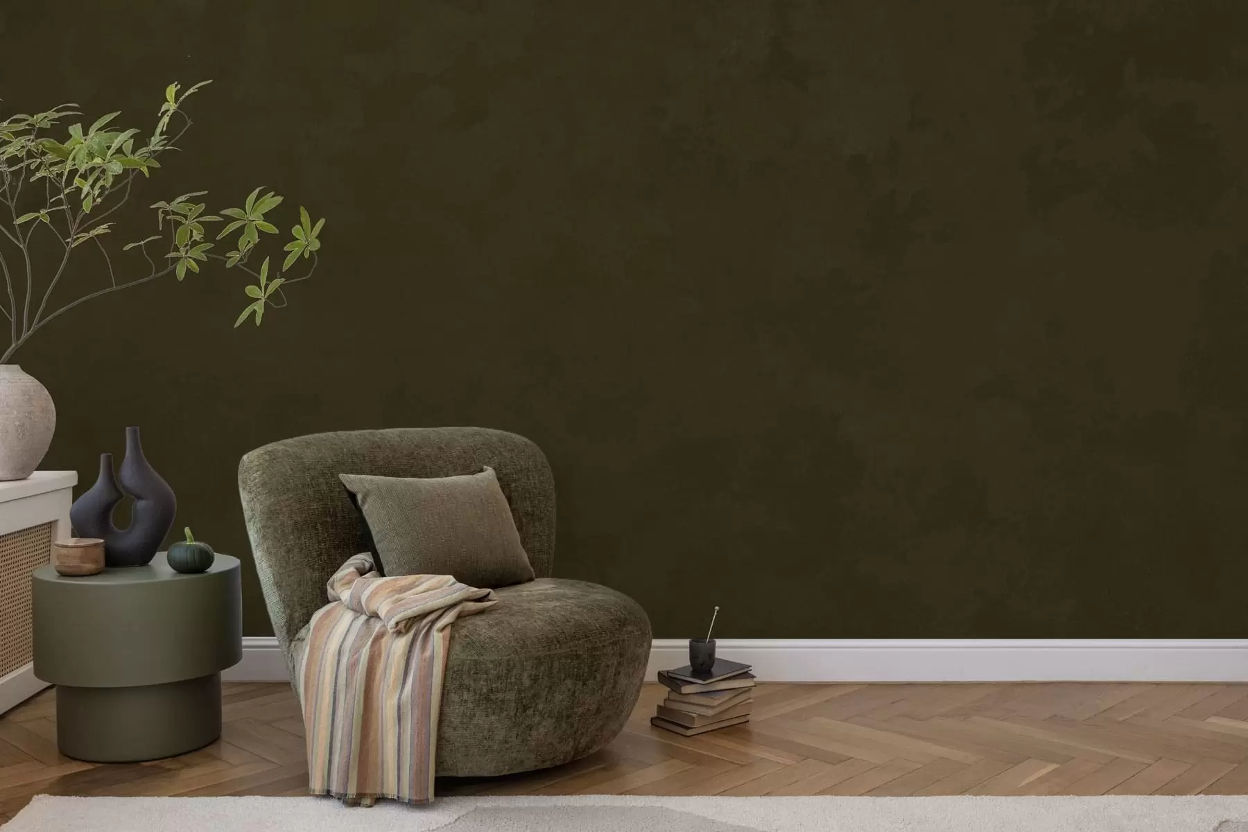 wall murals Тамно маслинасти тон са меком текстуром и природним тонским прелазима w05814v3