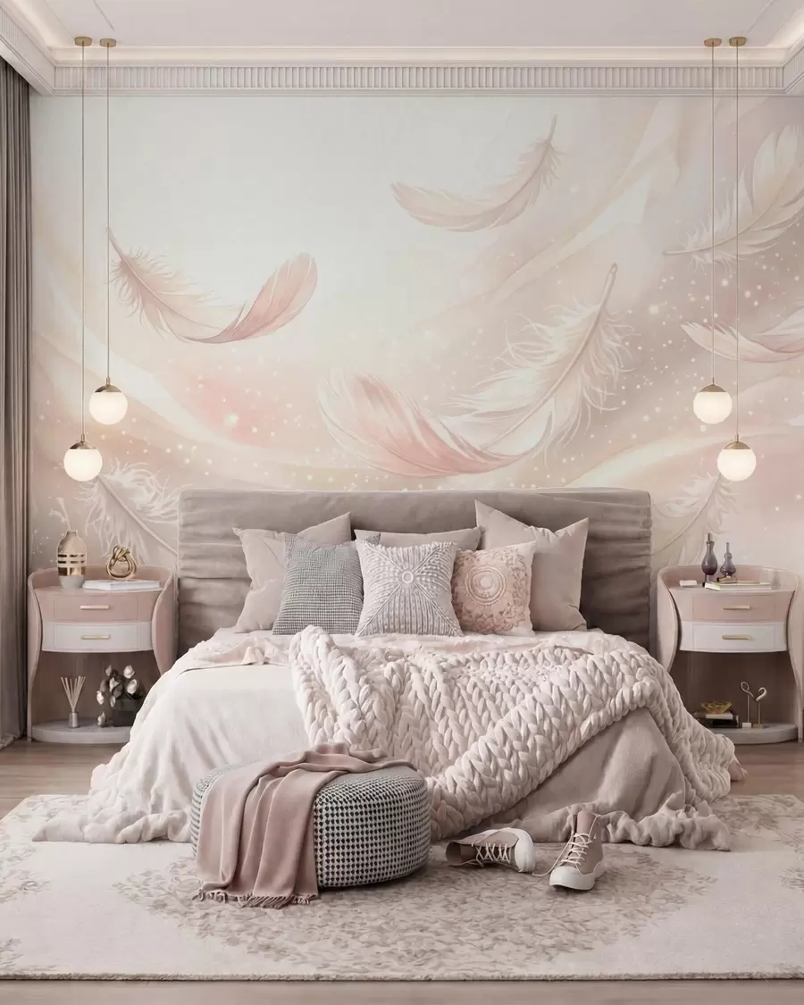 wall murals Perje u boji breskve w10003