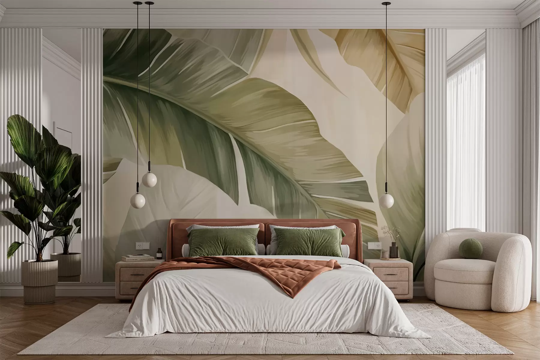 wall murals Дуги листови банане w05828
