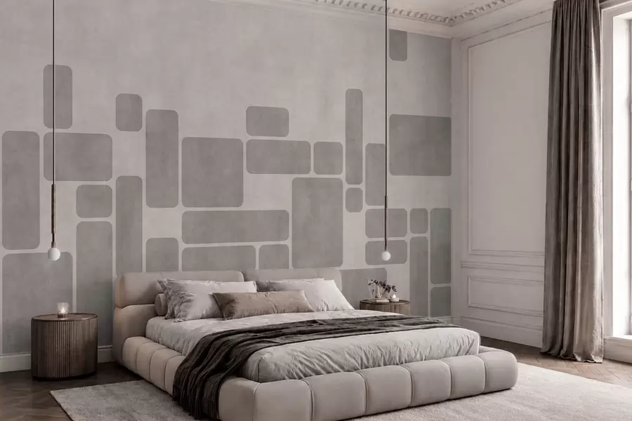 wall murals Геометријски узорак у нежним сивим и руменим тоновима w05141v1
