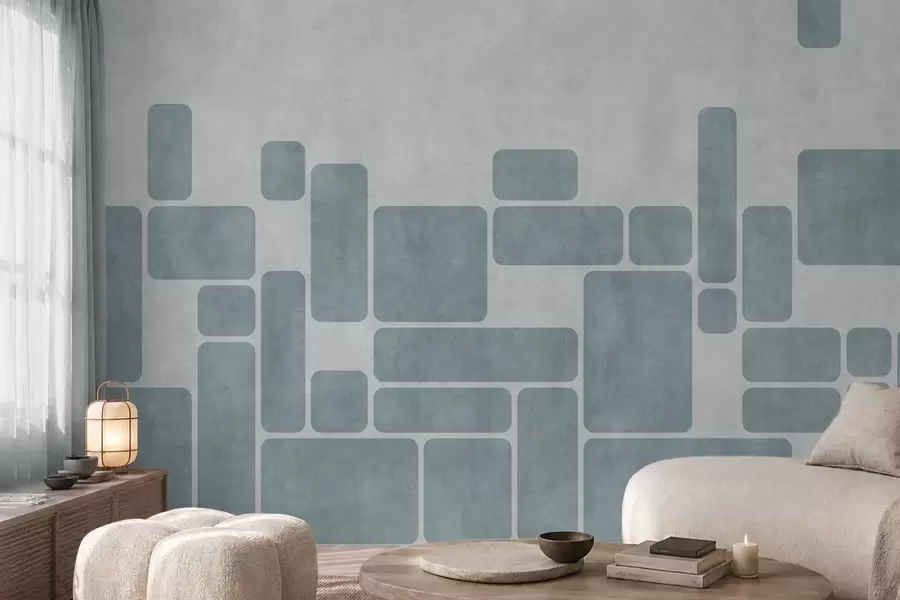 wall murals Геометријски узорак у светло плавим тоновима w05141v2