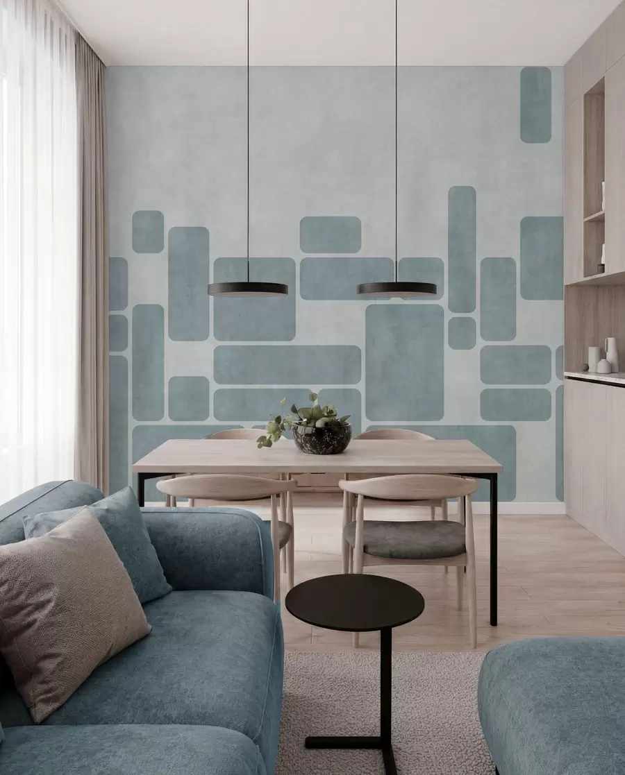 wall murals Геометријски узорак у светло плавим тоновима w05141v2