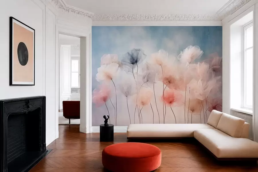 wall murals Прозрачно цвеће у нежним пастелним нијансама w05818