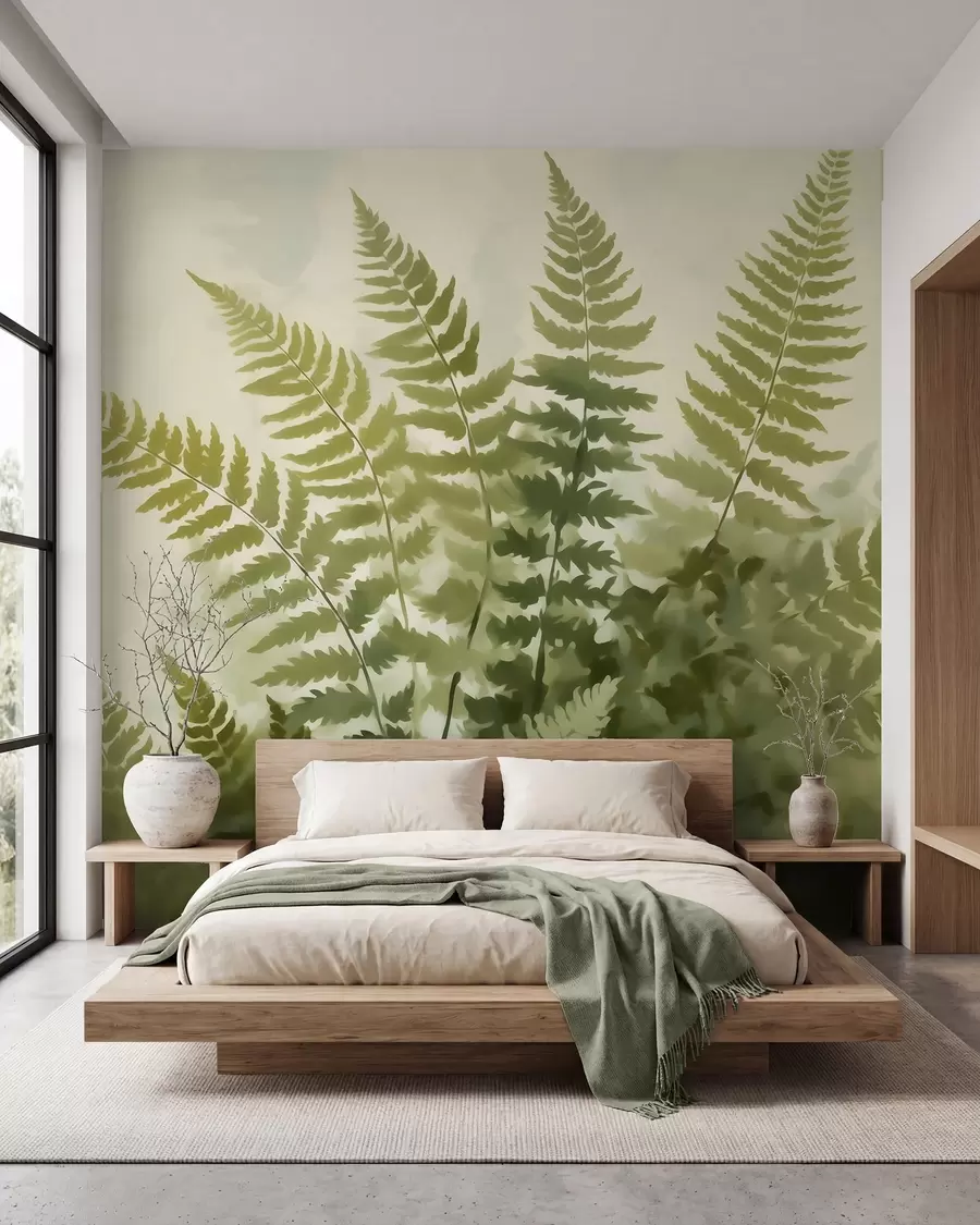 wall murals Апстрактни стилизовани листови папрати, имитација слике w05852