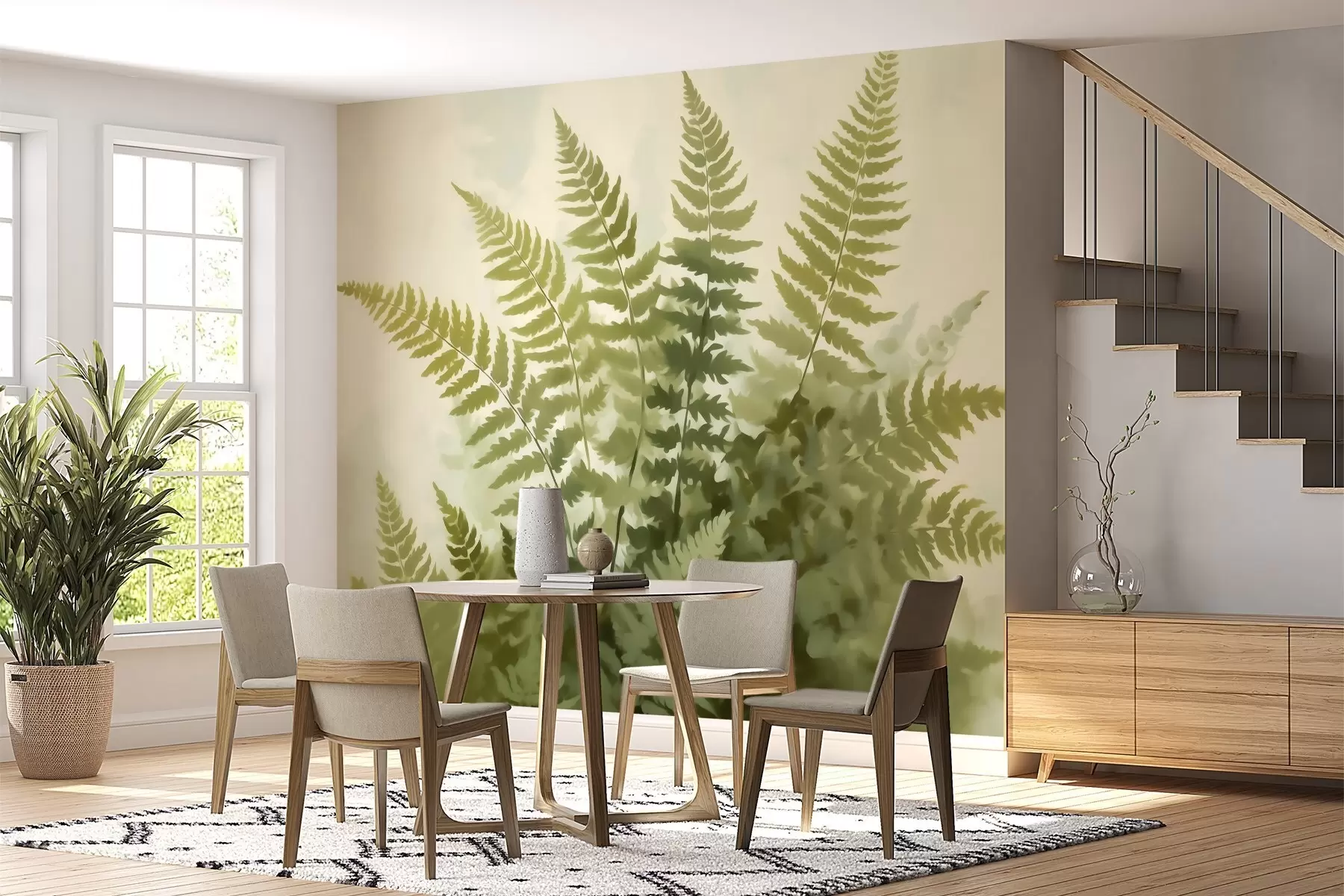 wall murals Апстрактни стилизовани листови папрати, имитација слике w05852