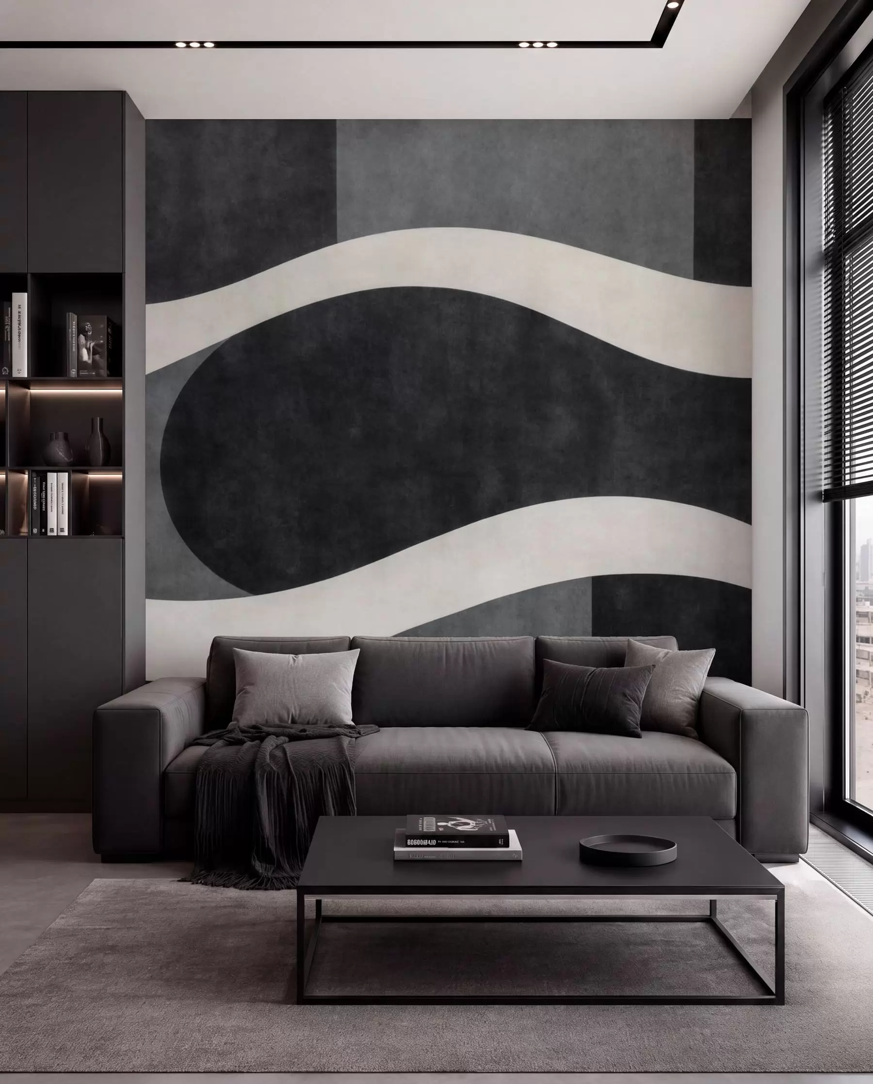 wall murals Talasi u boji grafita w05854