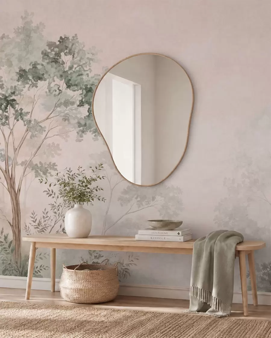 wall murals Шумско дрвеће и жбуње у магловитим пастелним тоновима w05856
