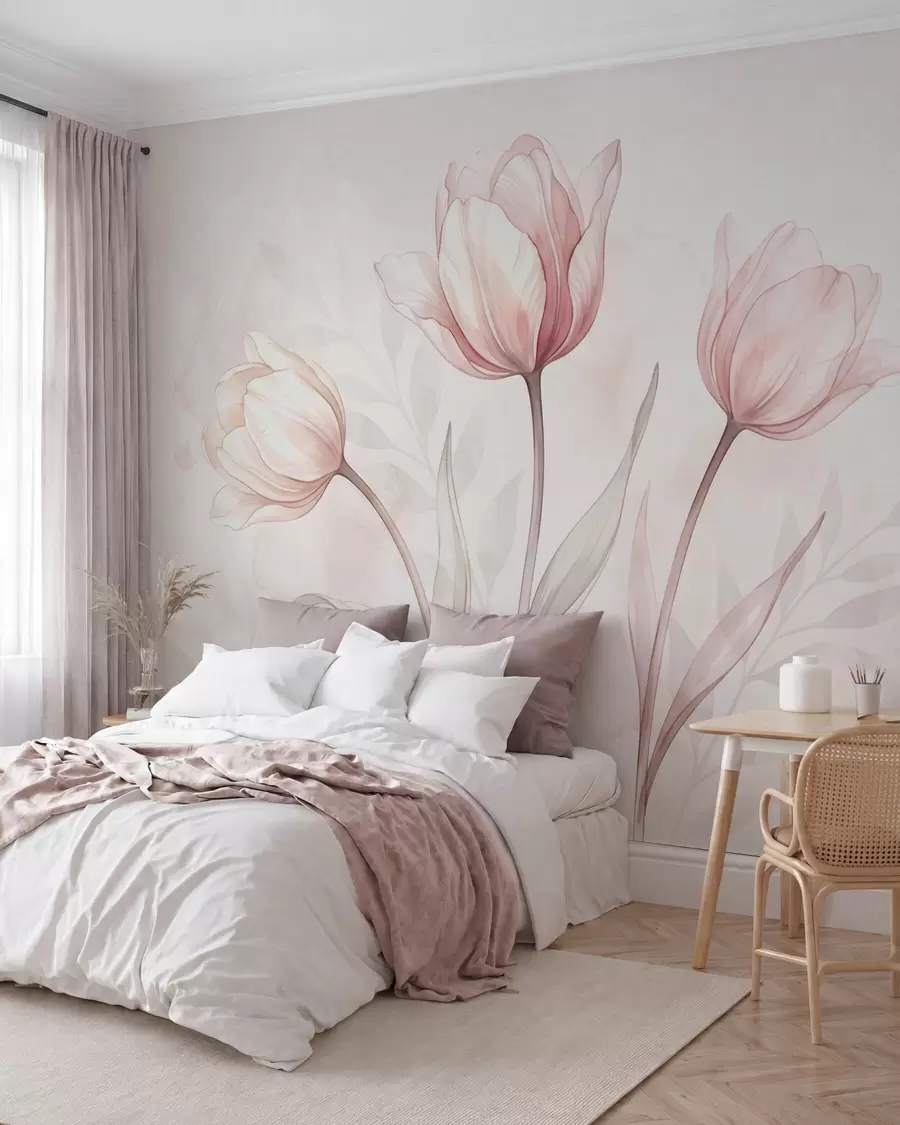 wall murals Нежни тулипани у стилу акварела w10005