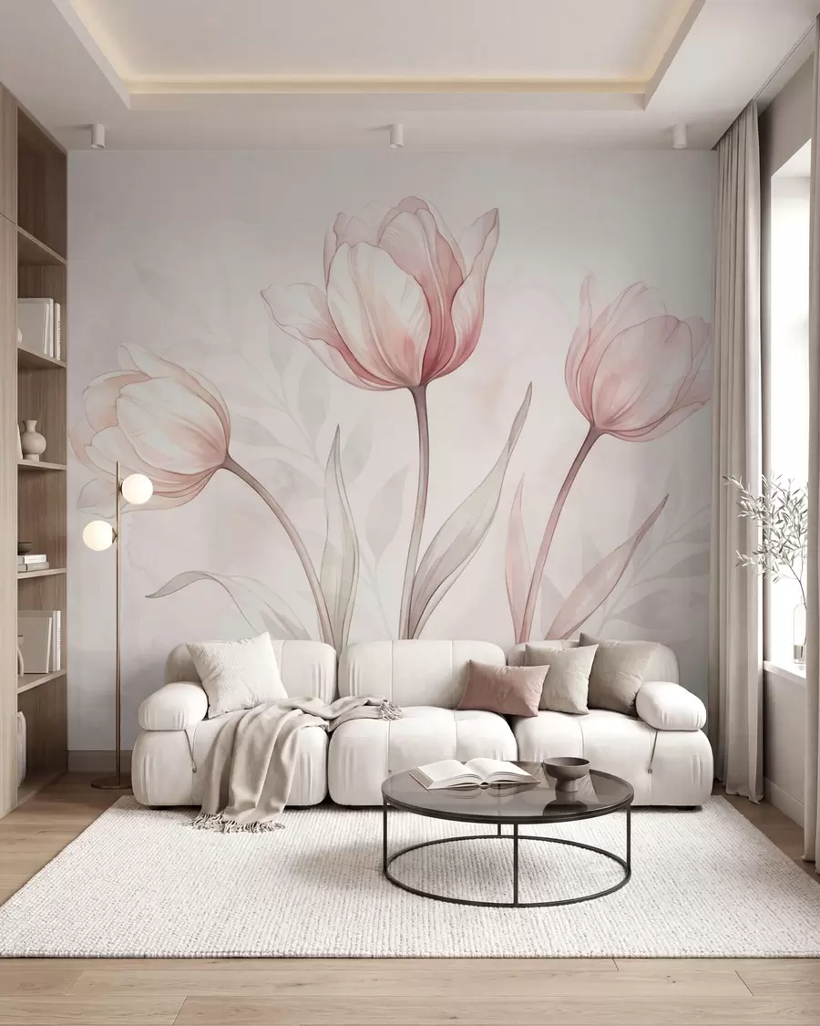 wall murals Нежни тулипани у стилу акварела w10005