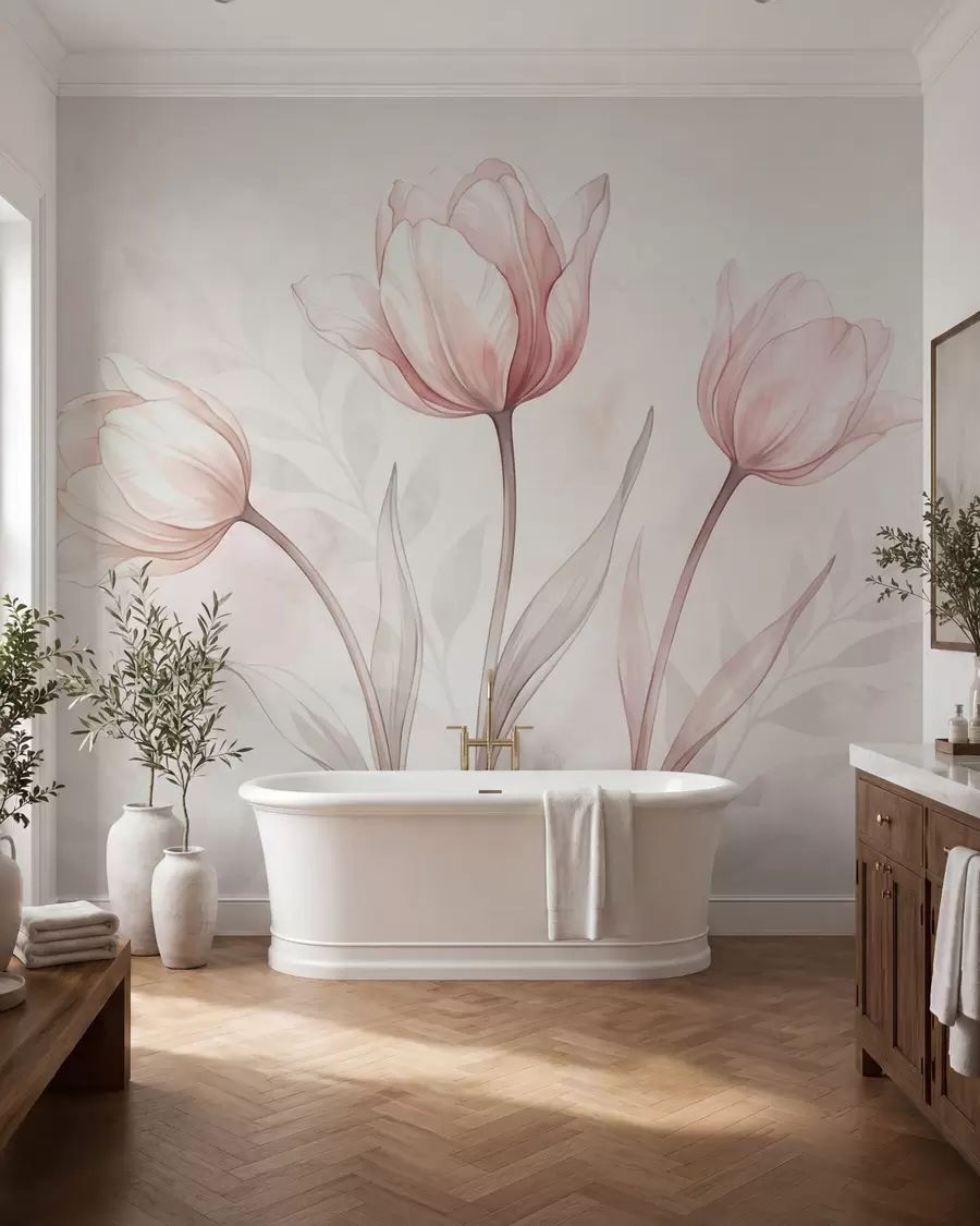 wall murals Нежни тулипани у стилу акварела w10005