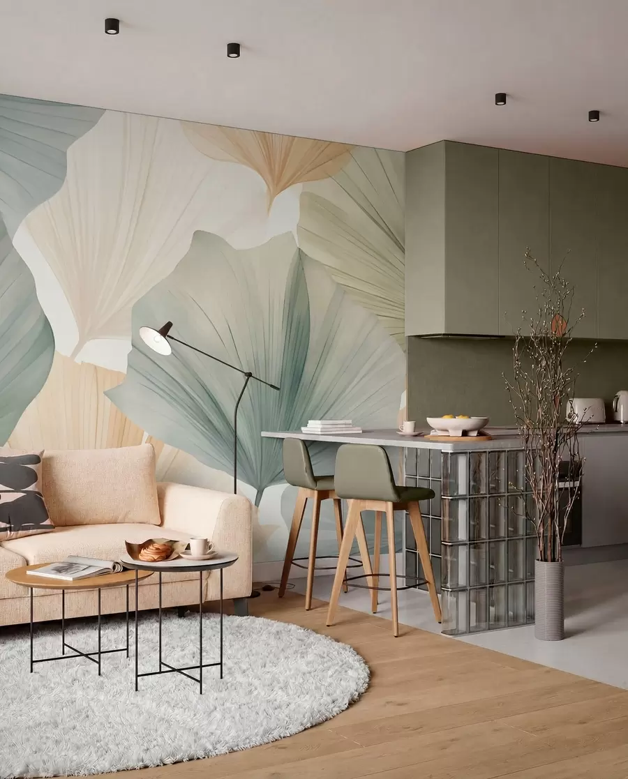 wall murals Округли лист гинка w05772