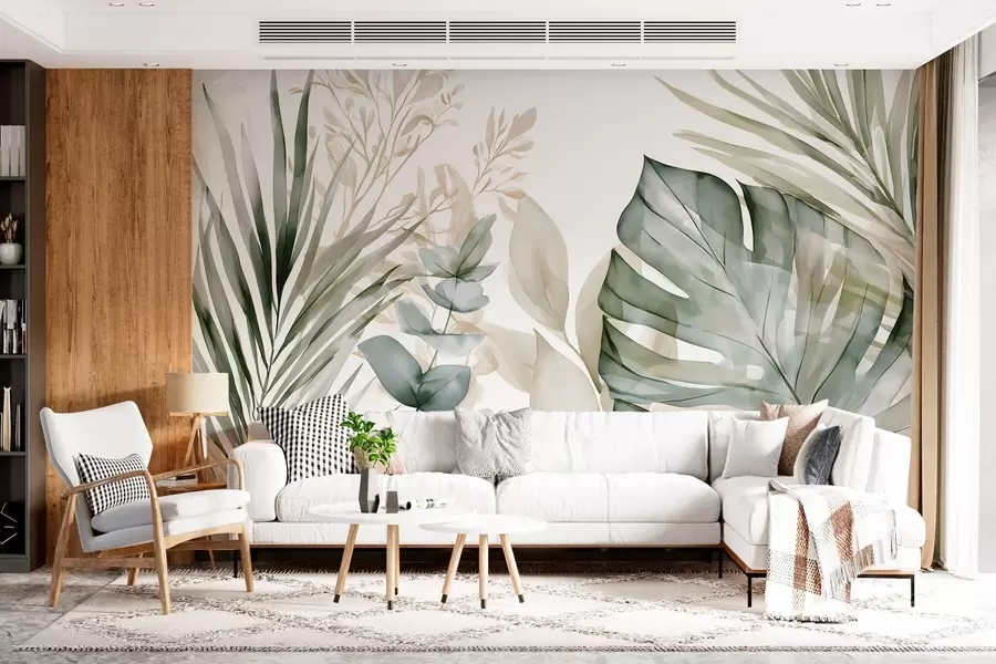 wall murals Велики тропски листови у акварелном стилу w05867