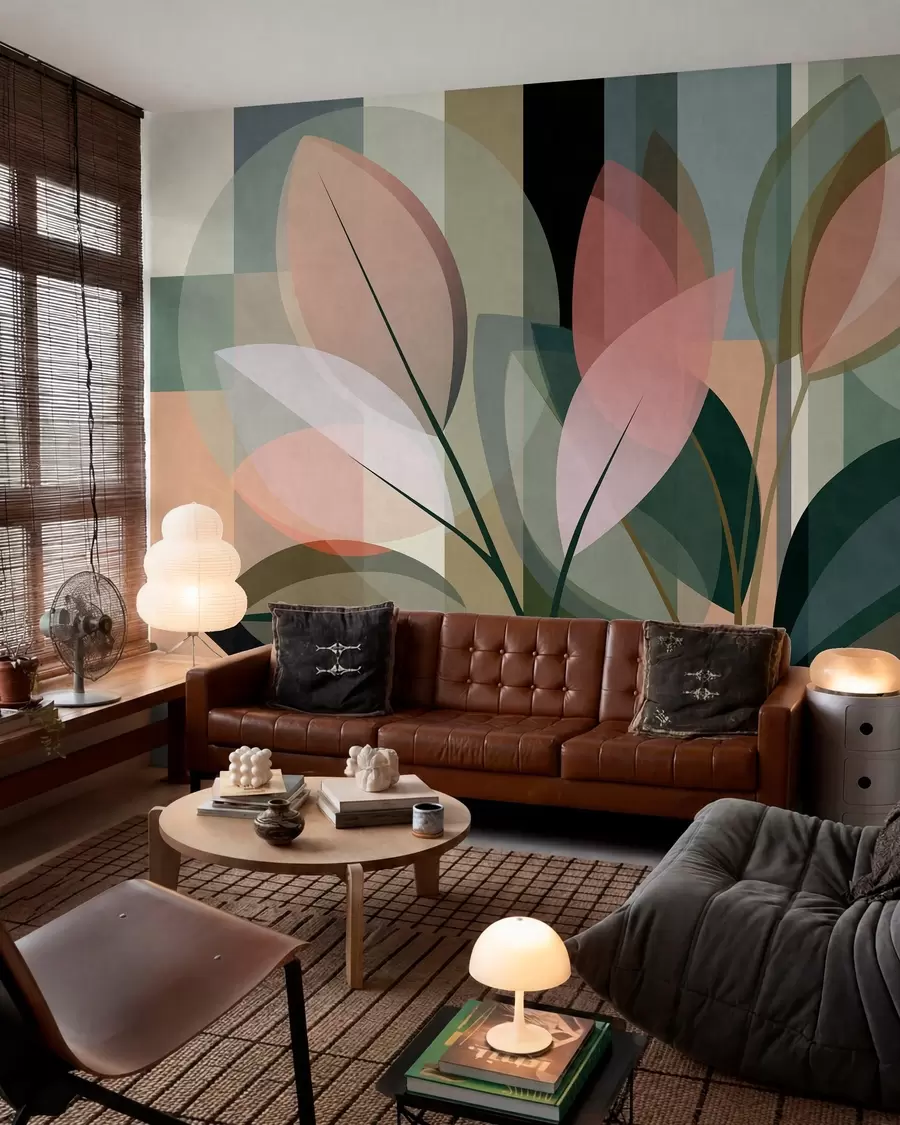 wall murals Стилски апстрактни комад са биљкама w05871