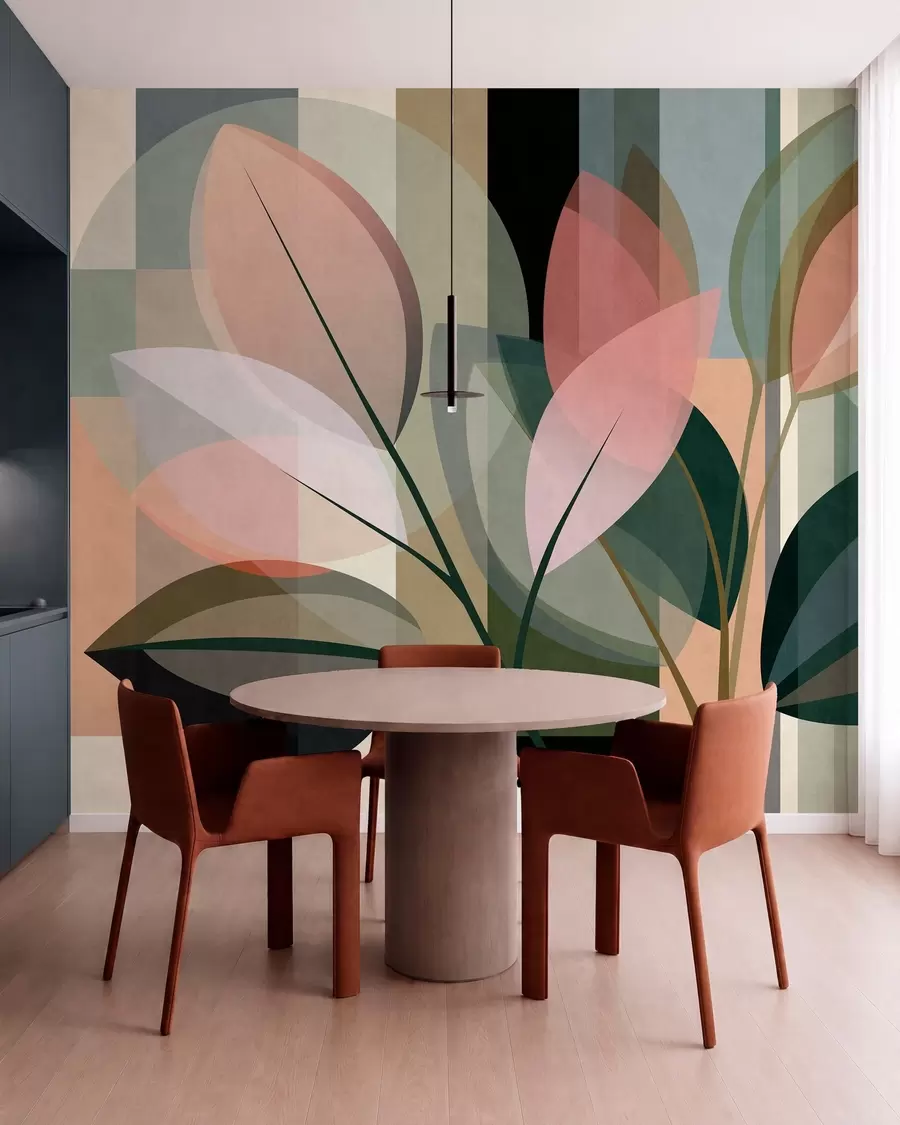 wall murals Стилски апстрактни комад са биљкама w05871