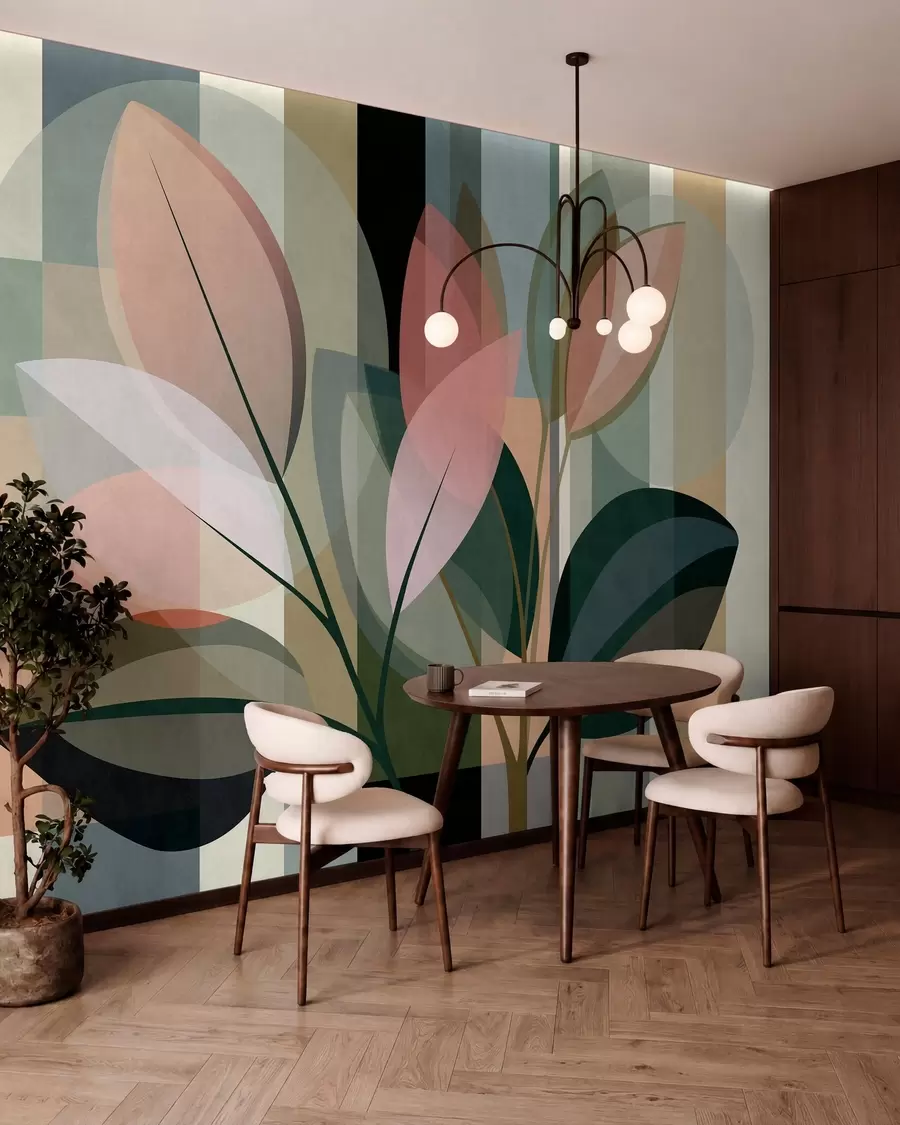 wall murals Стилски апстрактни комад са биљкама w05871