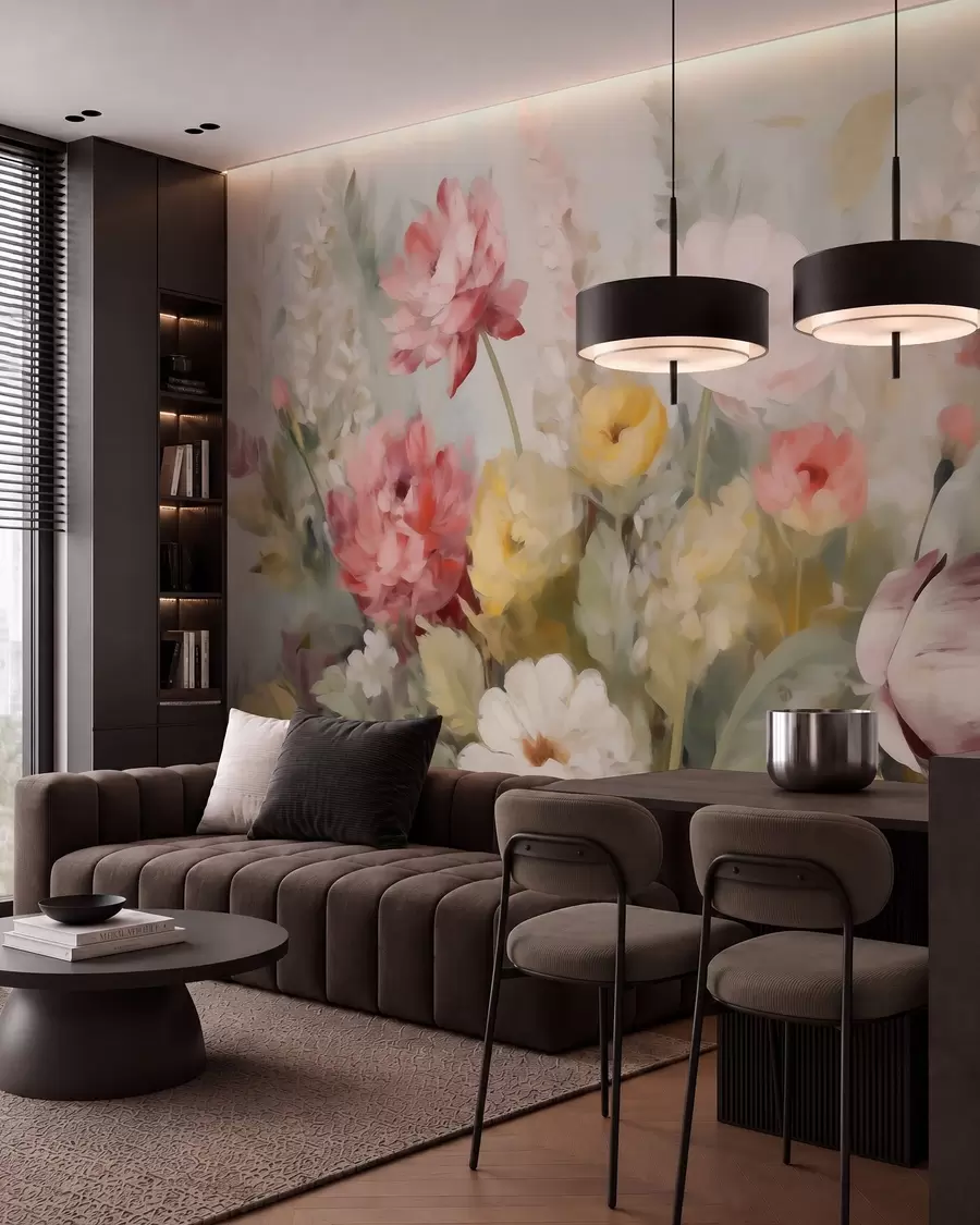 wall murals Апстрактно цвеће, имитација сликарства w05877