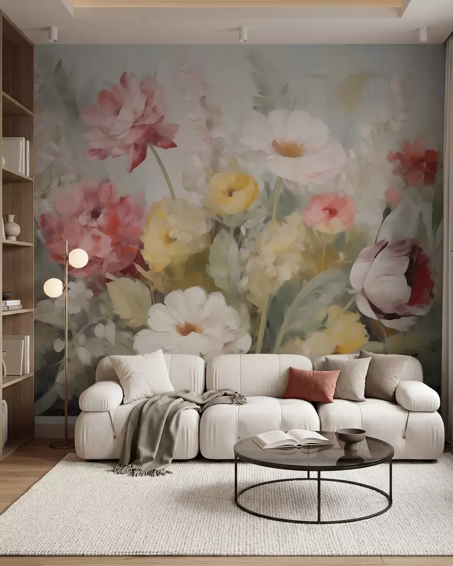 wall murals Апстрактно цвеће, имитација сликарства w05877