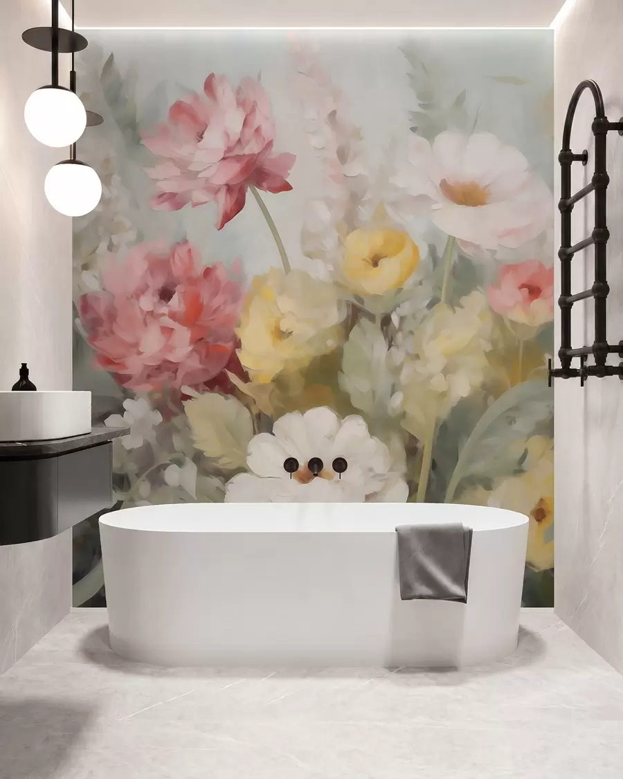 wall murals Апстрактно цвеће, имитација сликарства w05877
