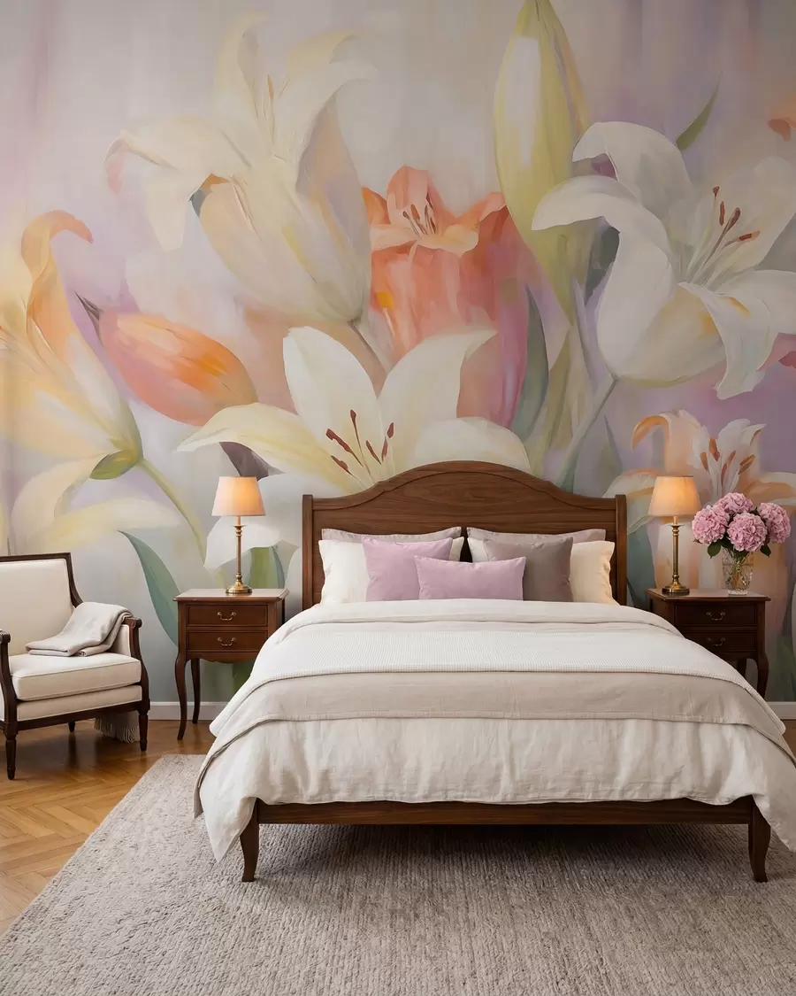 wall murals Апстрактни љиљани, имитација сликарства w05878