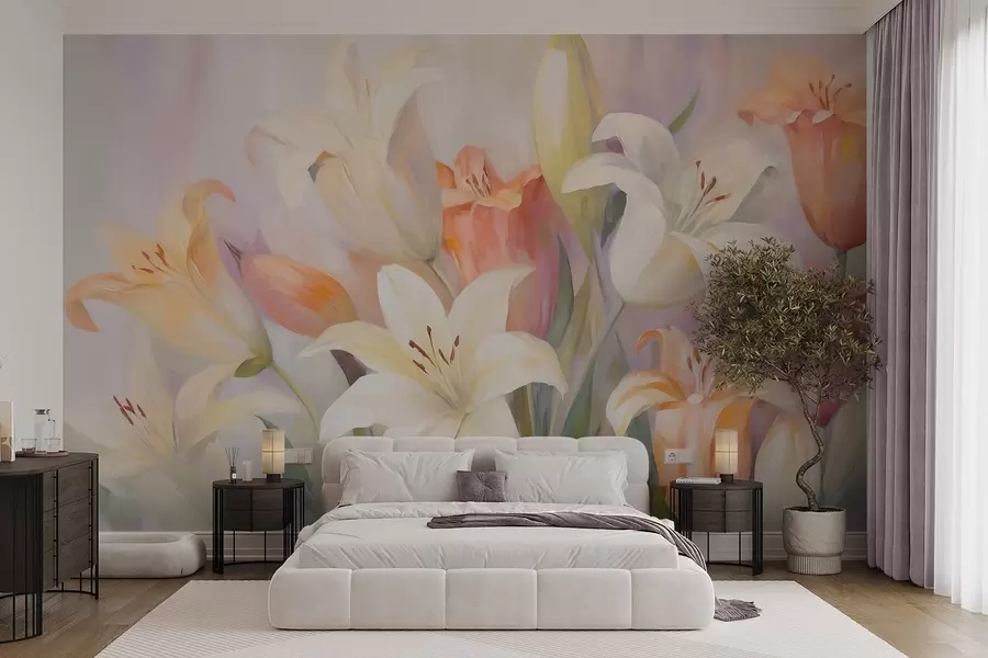 wall murals Апстрактни љиљани, имитација сликарства w05878