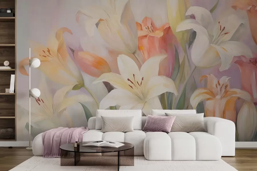 wall murals Апстрактни љиљани, имитација сликарства w05878