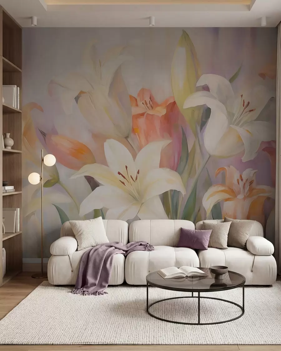 wall murals Апстрактни љиљани, имитација сликарства w05878
