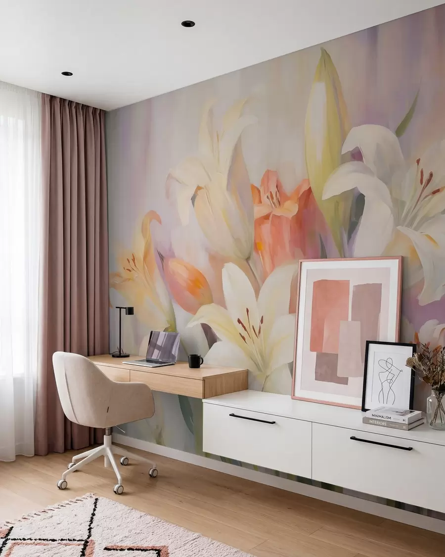 wall murals Апстрактни љиљани, имитација сликарства w05878