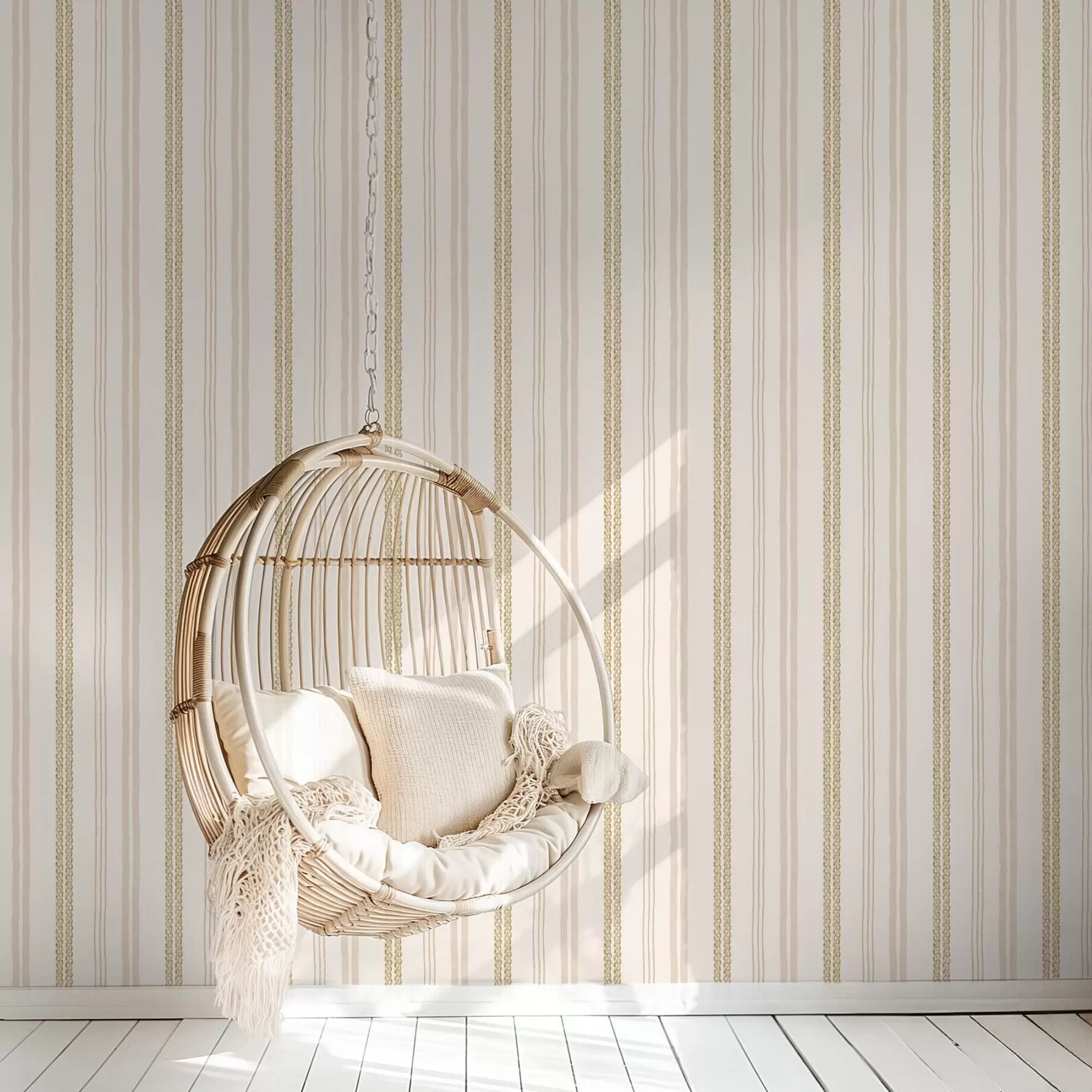 wall murals Вертикалне беж пруге и двоструко плетен украс a01253