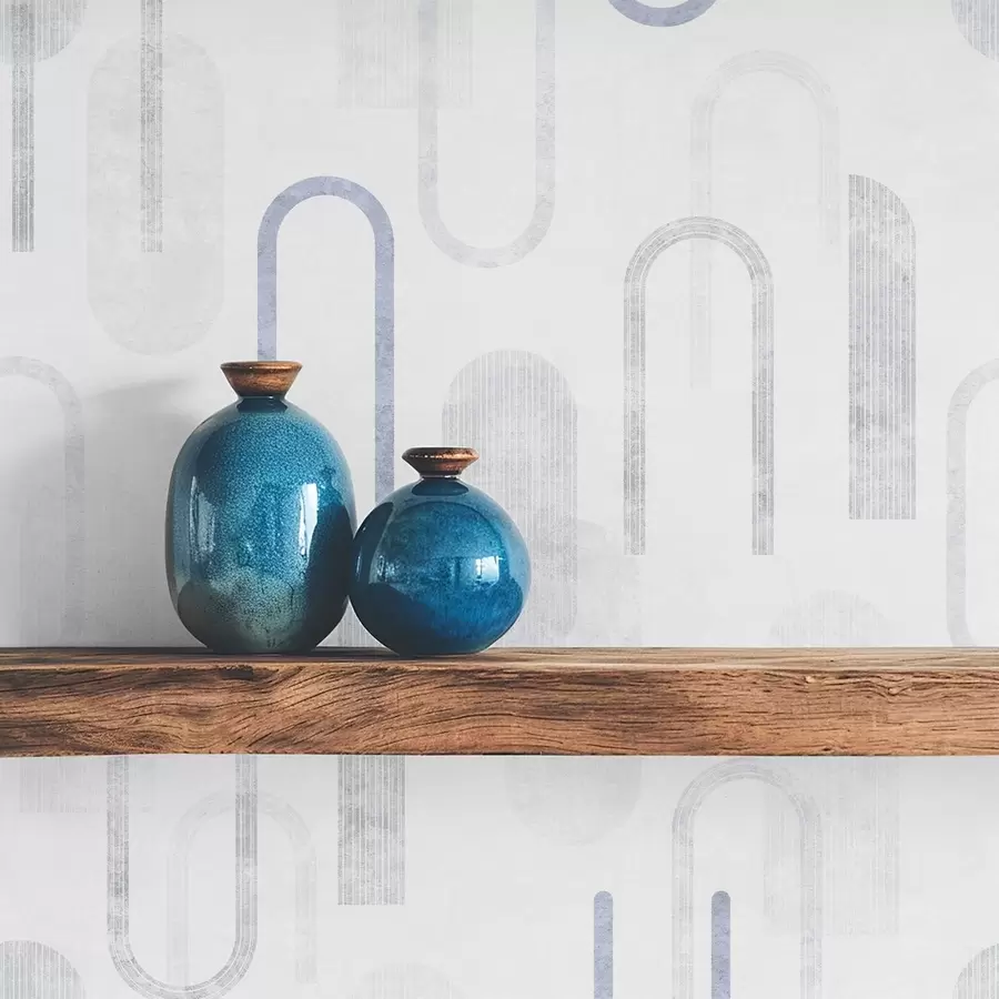 wall murals Светли геометријски узорак са луковима и пругама a01256v1