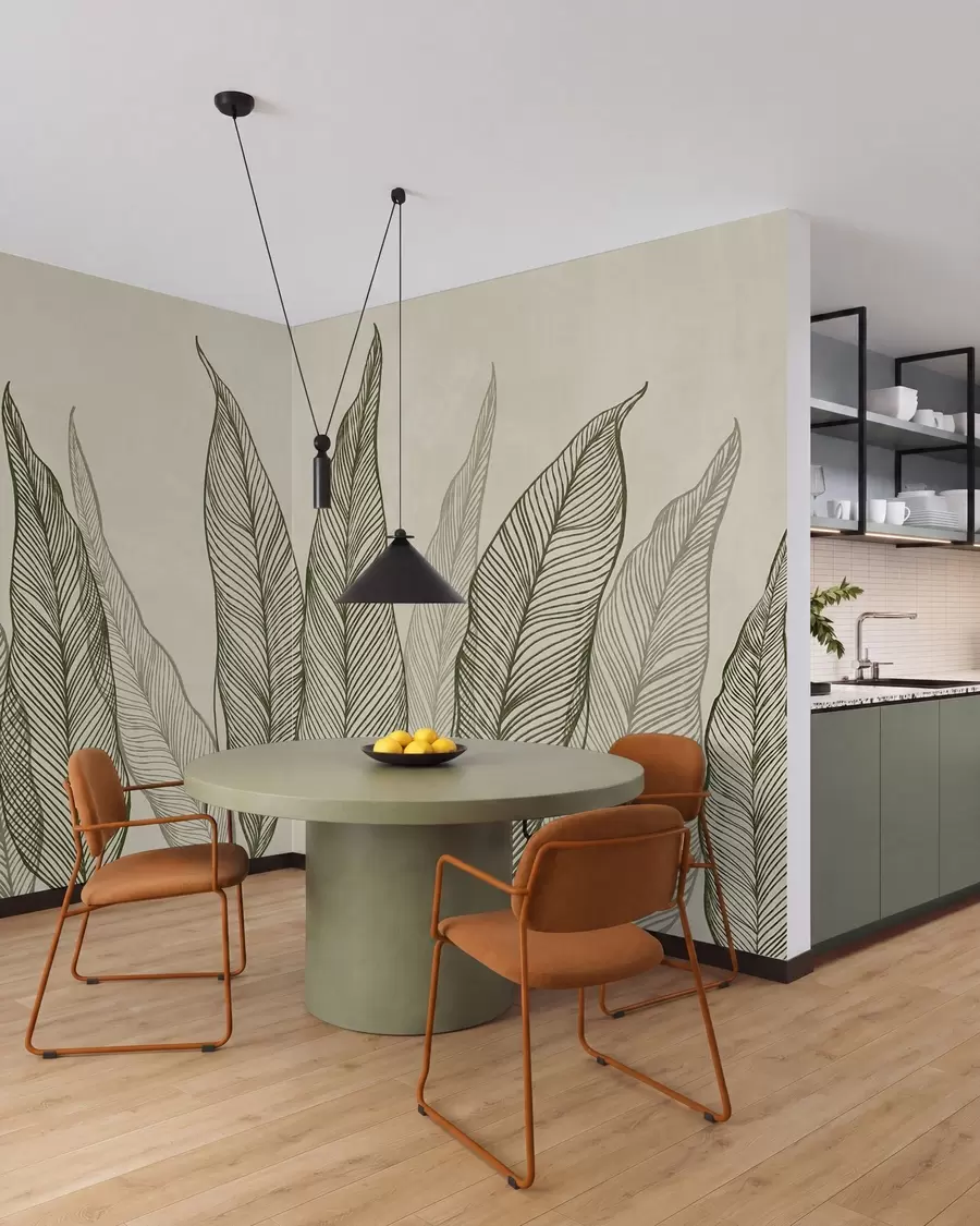 wall murals Lišće u skici w10030