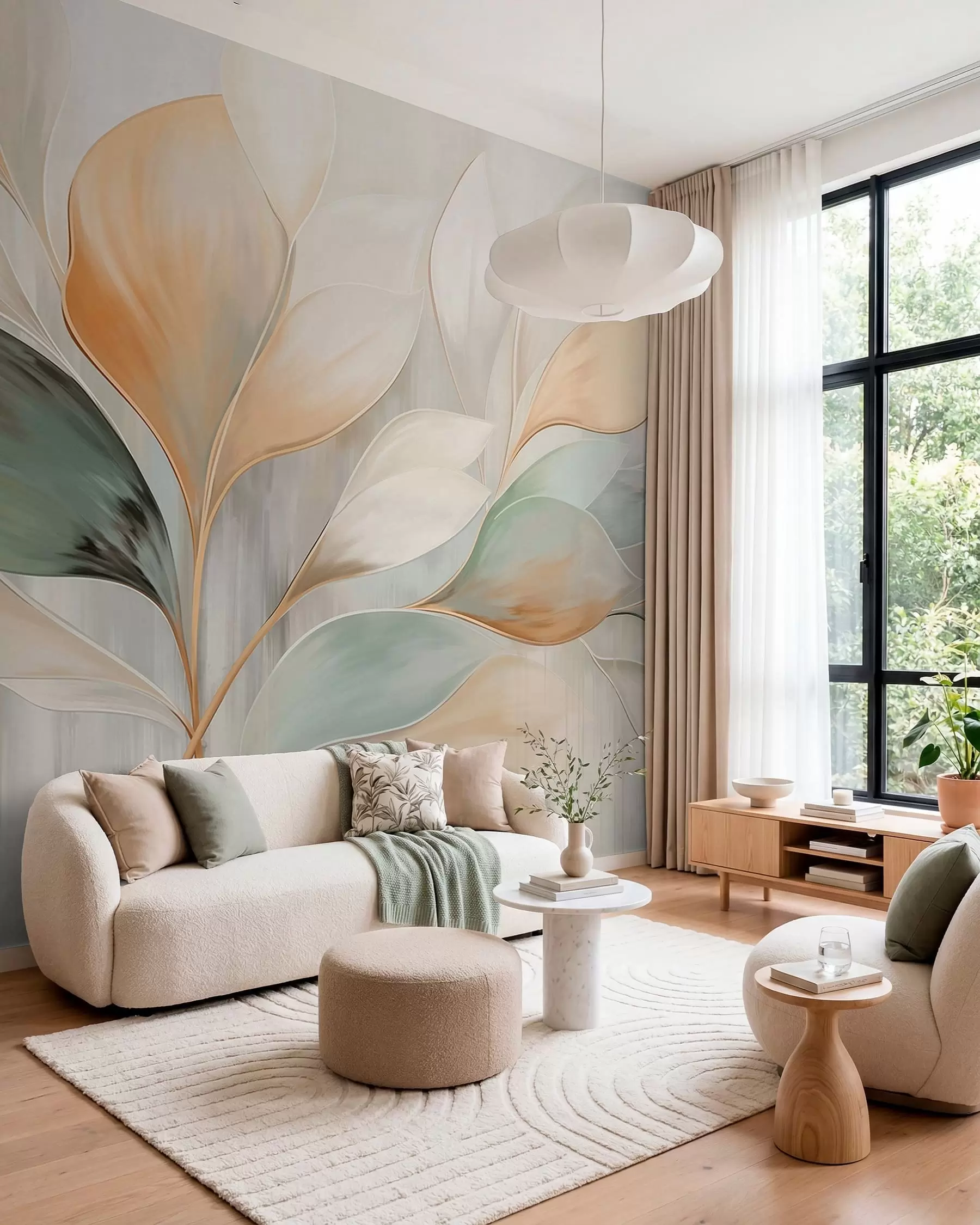 wall murals Lišće u boji breskve w05861