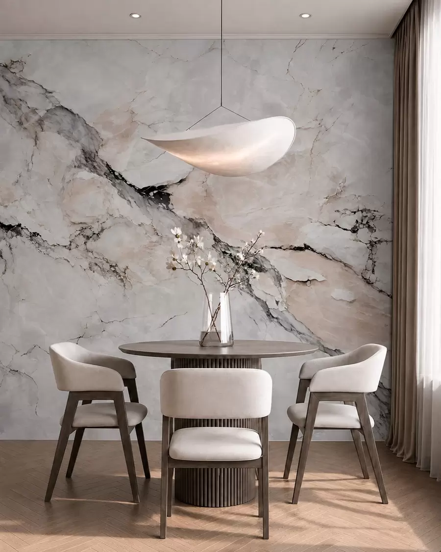wall murals Светла мермерна текстура са тамним и беж венама w05884