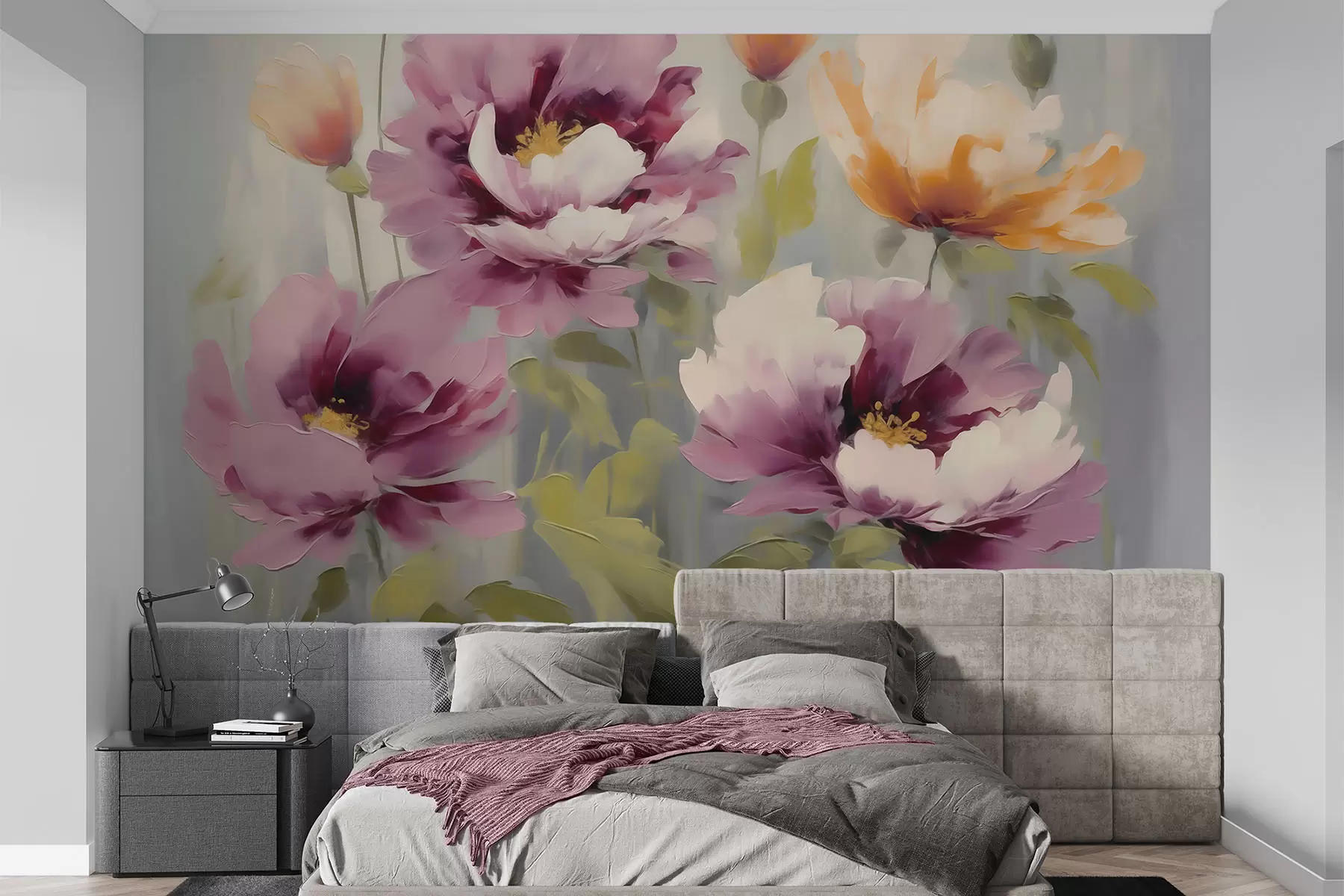 wall murals Апстрактно стилизовано цвеће, имитација сликарства w05848