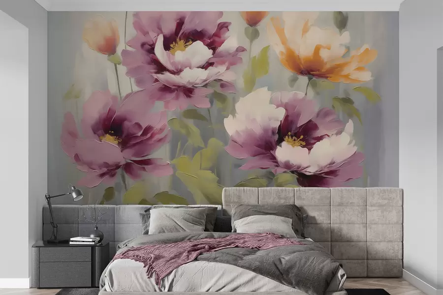 wall murals Апстрактно стилизовано цвеће, имитација сликарства w05848
