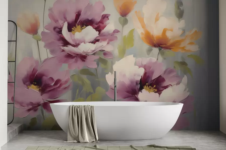 wall murals Апстрактно стилизовано цвеће, имитација сликарства w05848