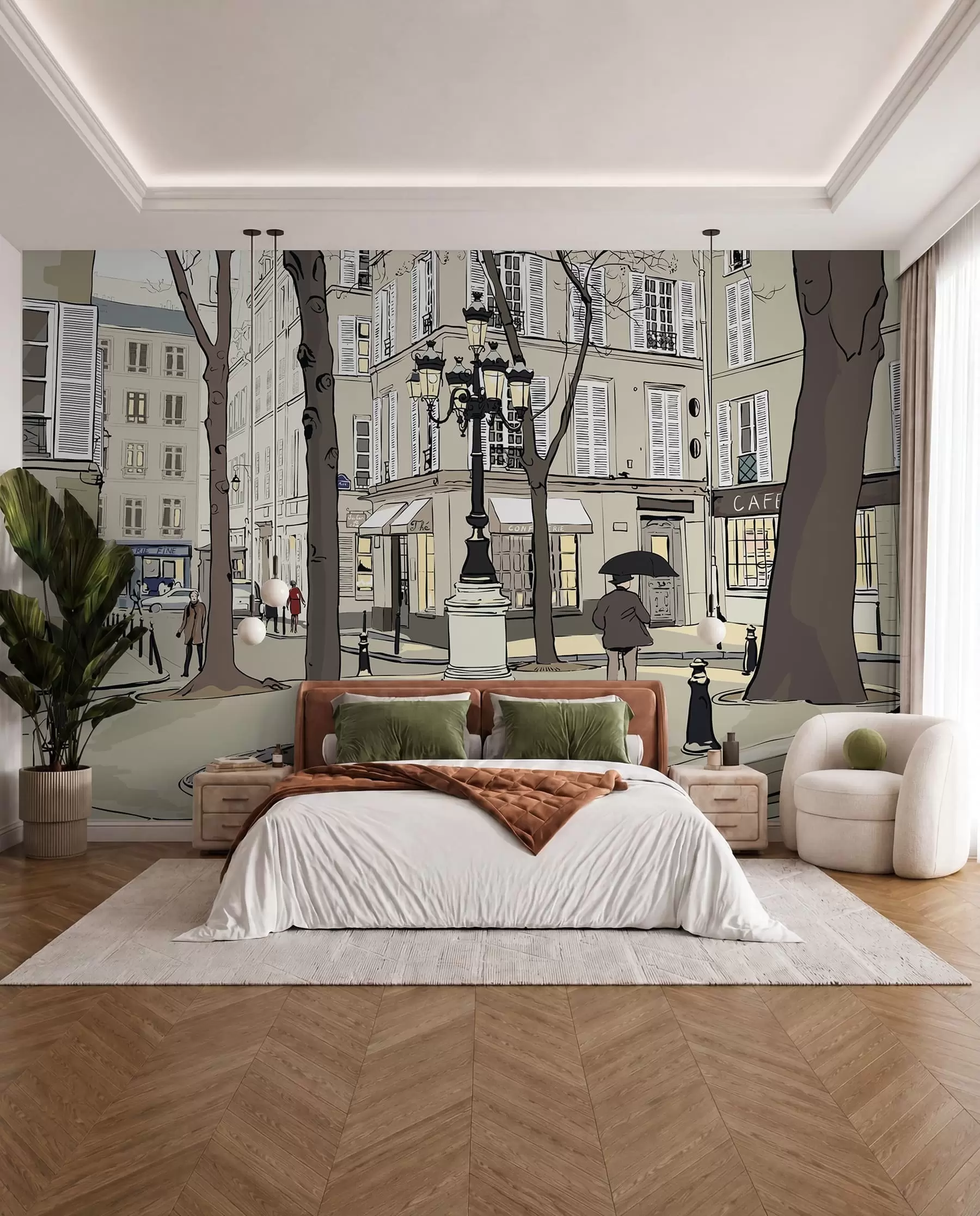 wall murals Skica sa uličnom svetiljkom u55549