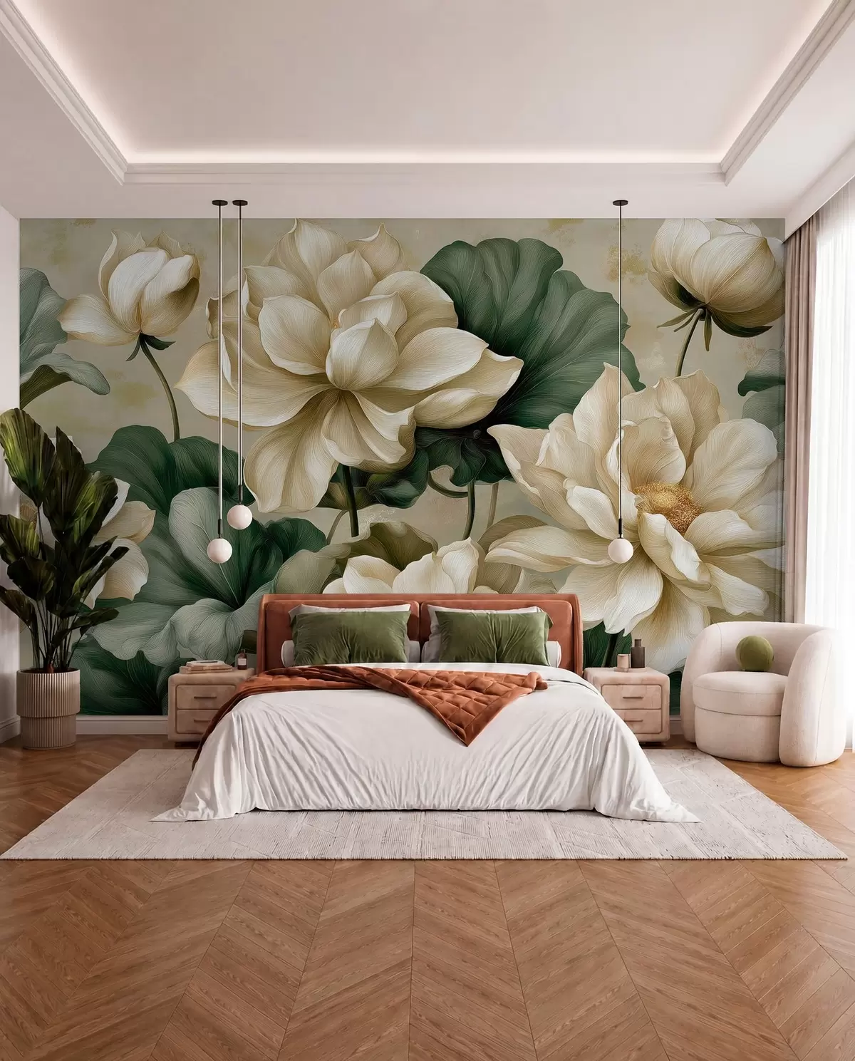 wall murals Lotos u krem tonovima w05746
