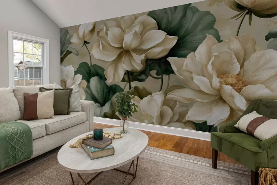 wall murals Цветови и листови лотоса w05746