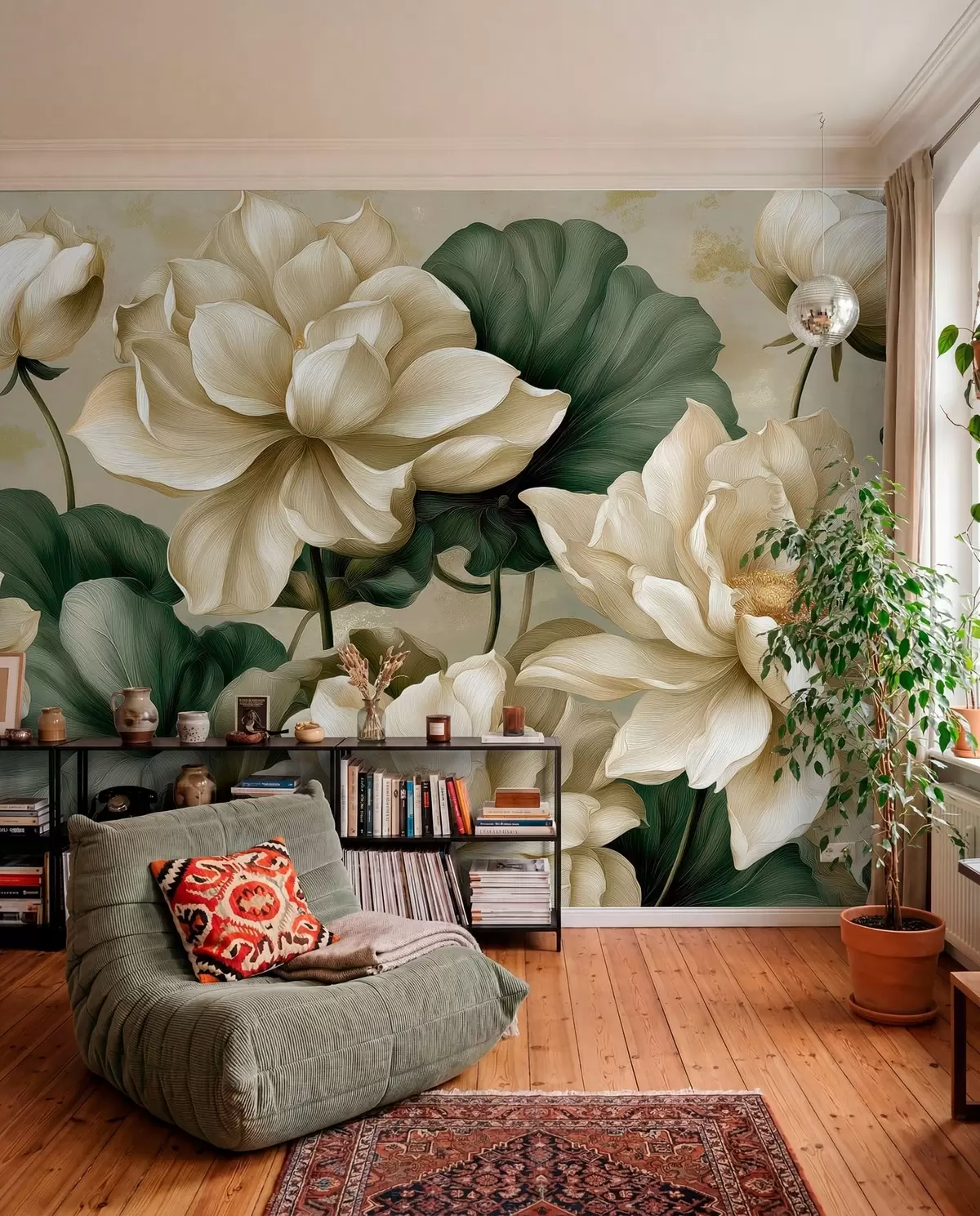 wall murals Lotos u krem tonovima w05746