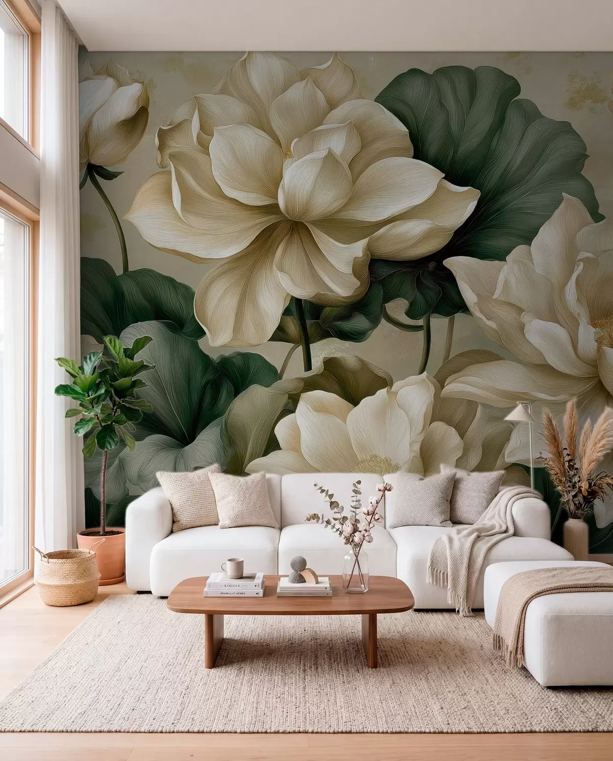 wall murals Lotos u krem tonovima w05746