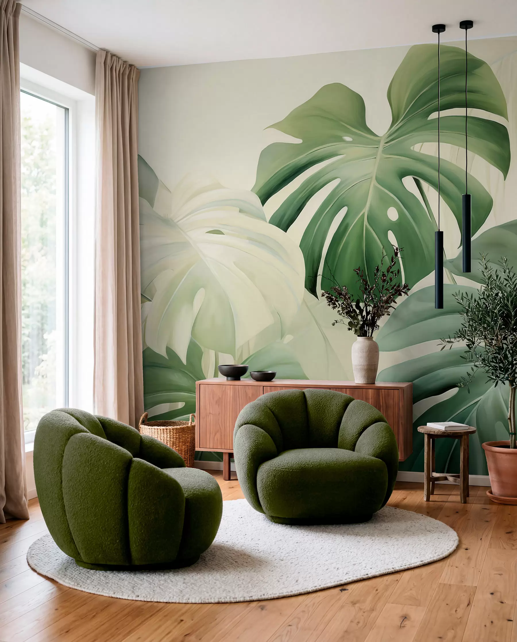 wall murals Monstera u zelenom w05909