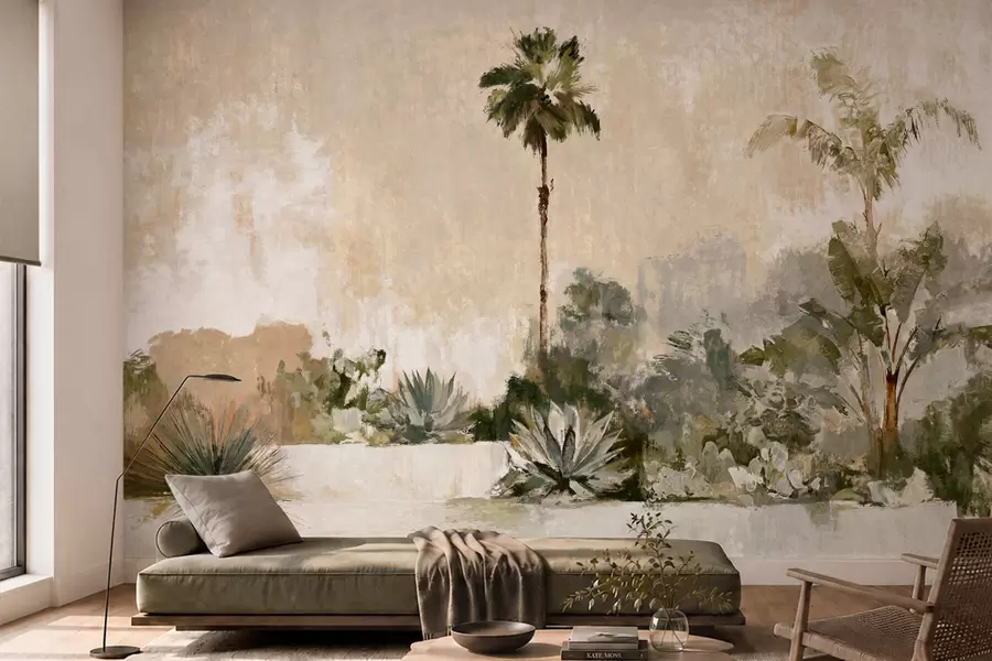 wall murals Тропска башта са палмама и великим листовима w05921v1