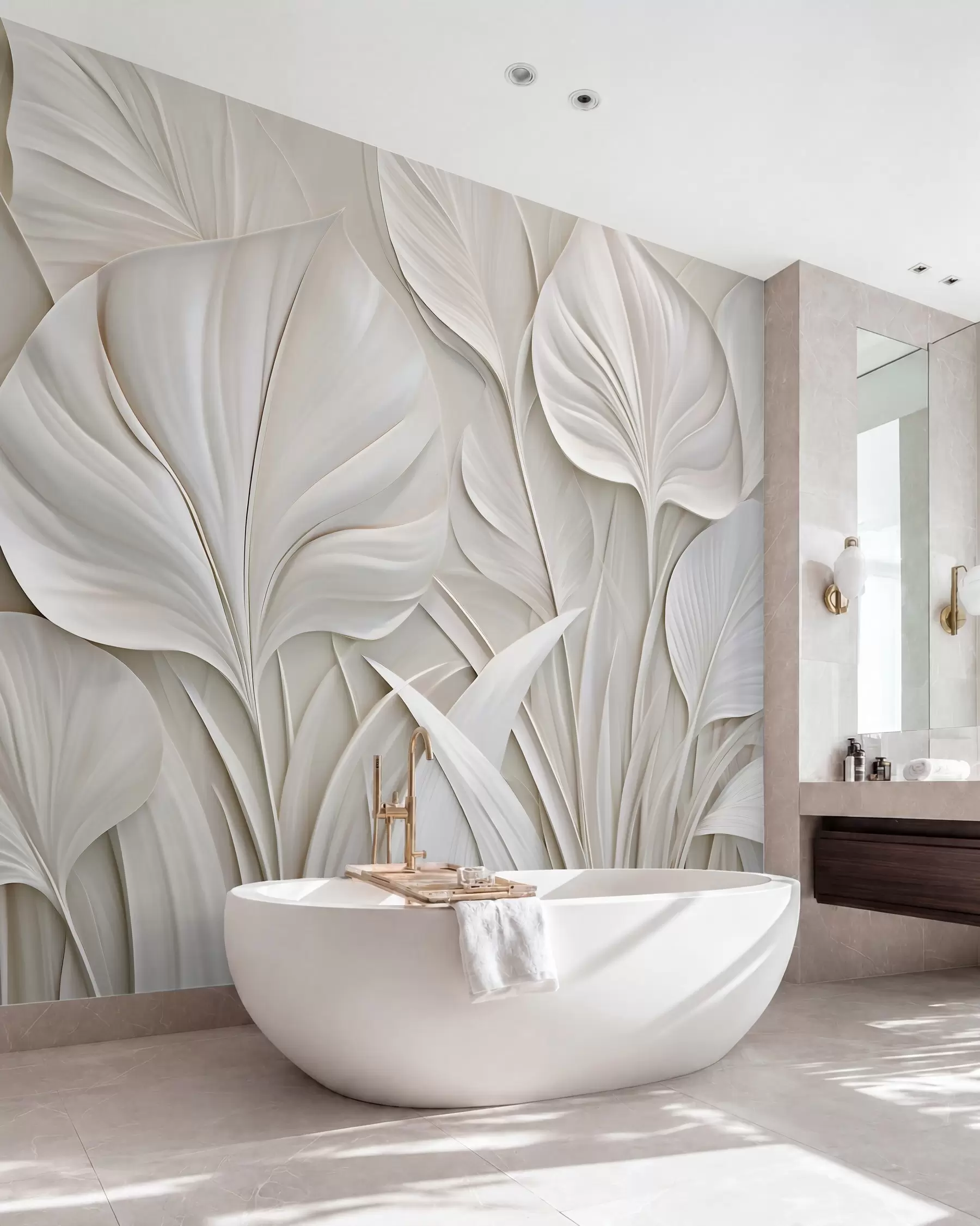 wall murals Lišće u bisernim tonovima w10074