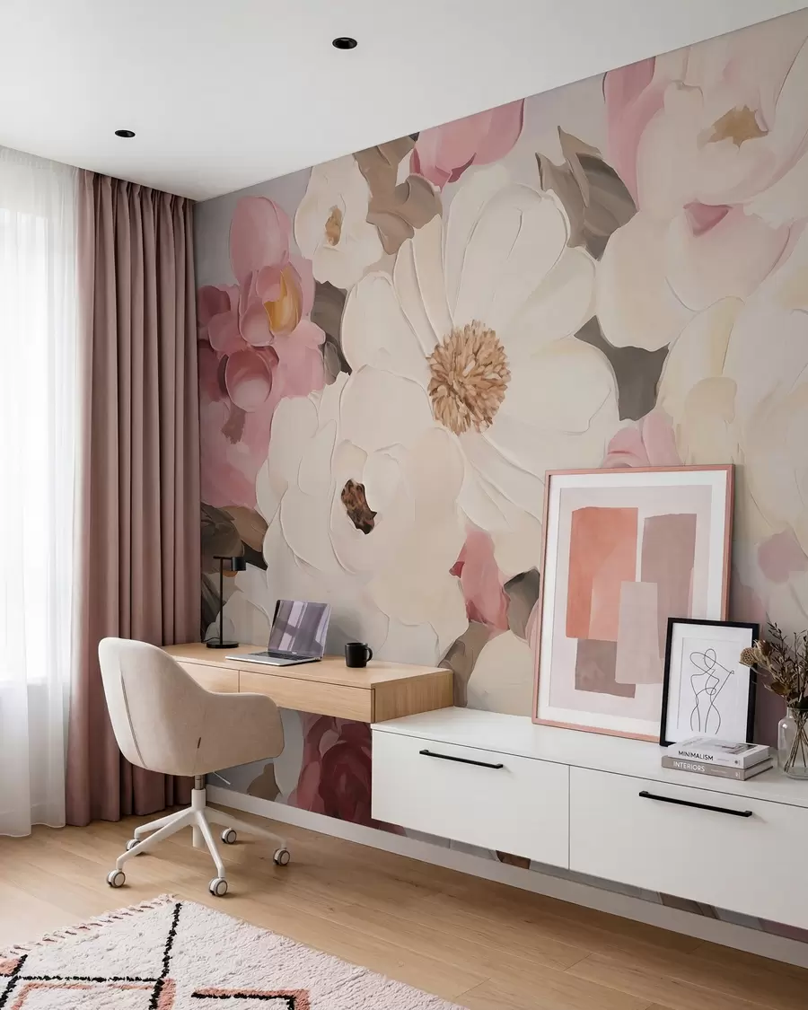 wall murals Cvjetanje u puder roze w05905