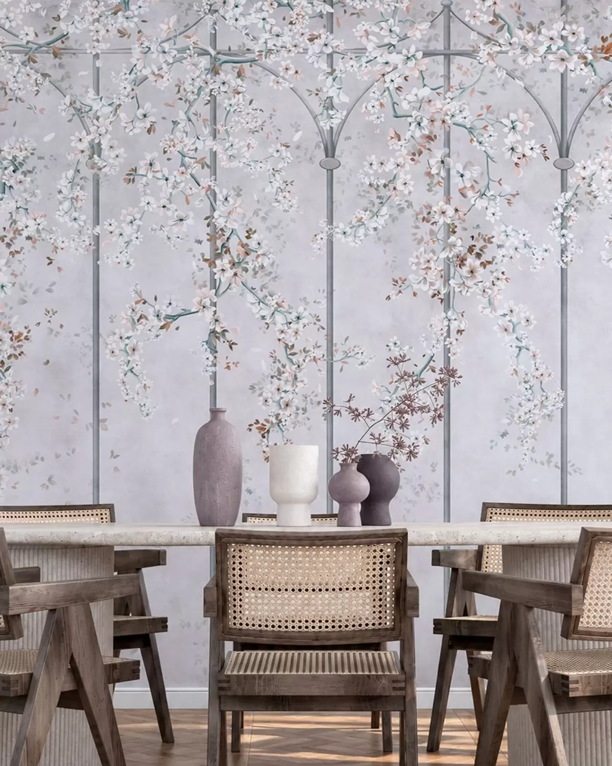 wall murals Беле цветне гране на плавој и сивој декоративној решетки w05923v1