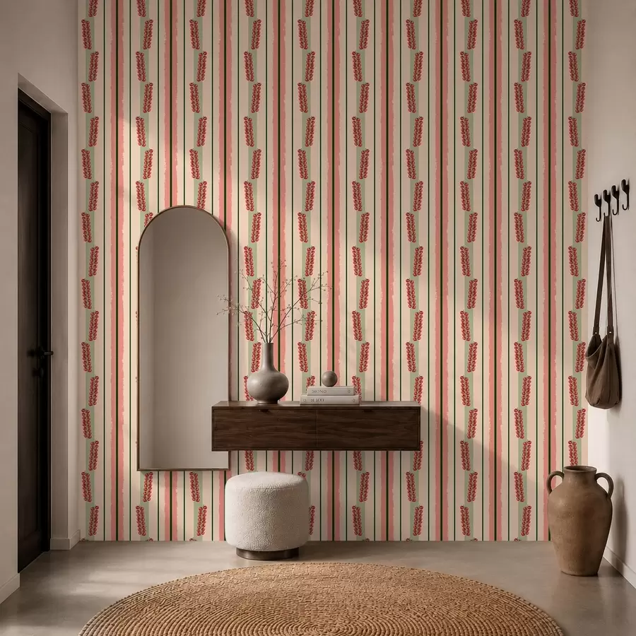 wall murals Гроздови чери парадајза међу вертикалним пругама a01265