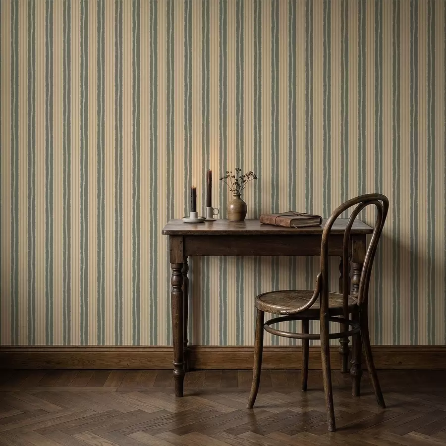 wall murals Текстуриране вертикалне беж и сиво-зелене пруге a01268