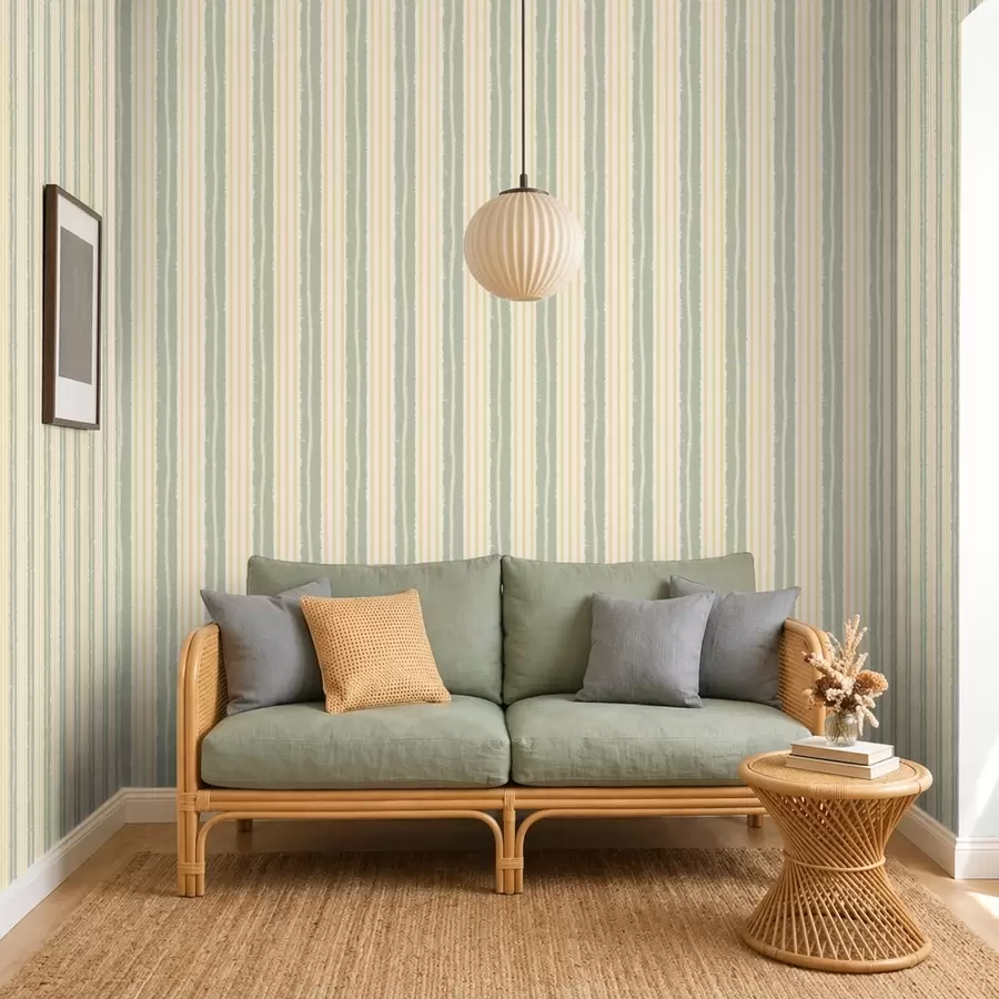 wall murals Вертикалне пруге боје менте и жуте на светлој позадини a01268v5