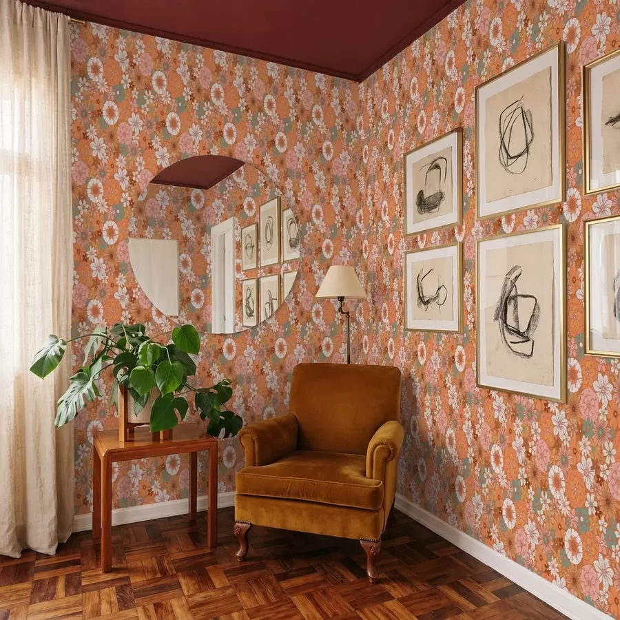 wall murals Светли цветни узорак у топлим наранџастим тоновима a01269v1
