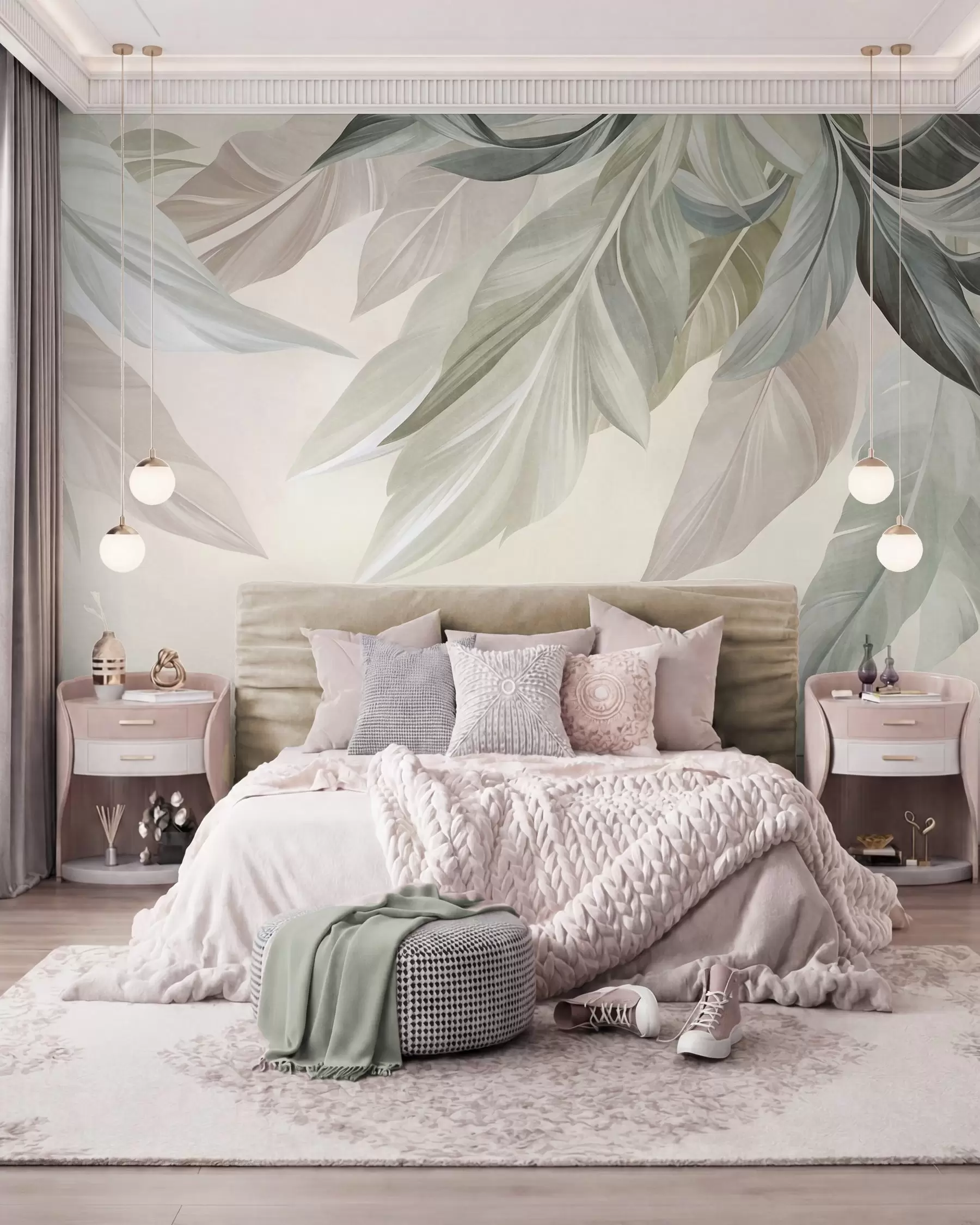 wall murals Lišće u pastelnim tonovima w10054